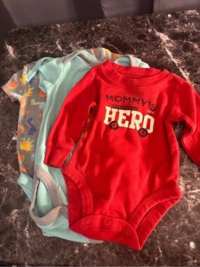Carter's Red "Mommy's Hero" Long-Sleeve Baby One-Piece